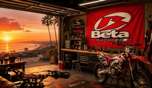 Beta Racing Flag 3x5 – Italian Dirt Bike Racing Garage Banner