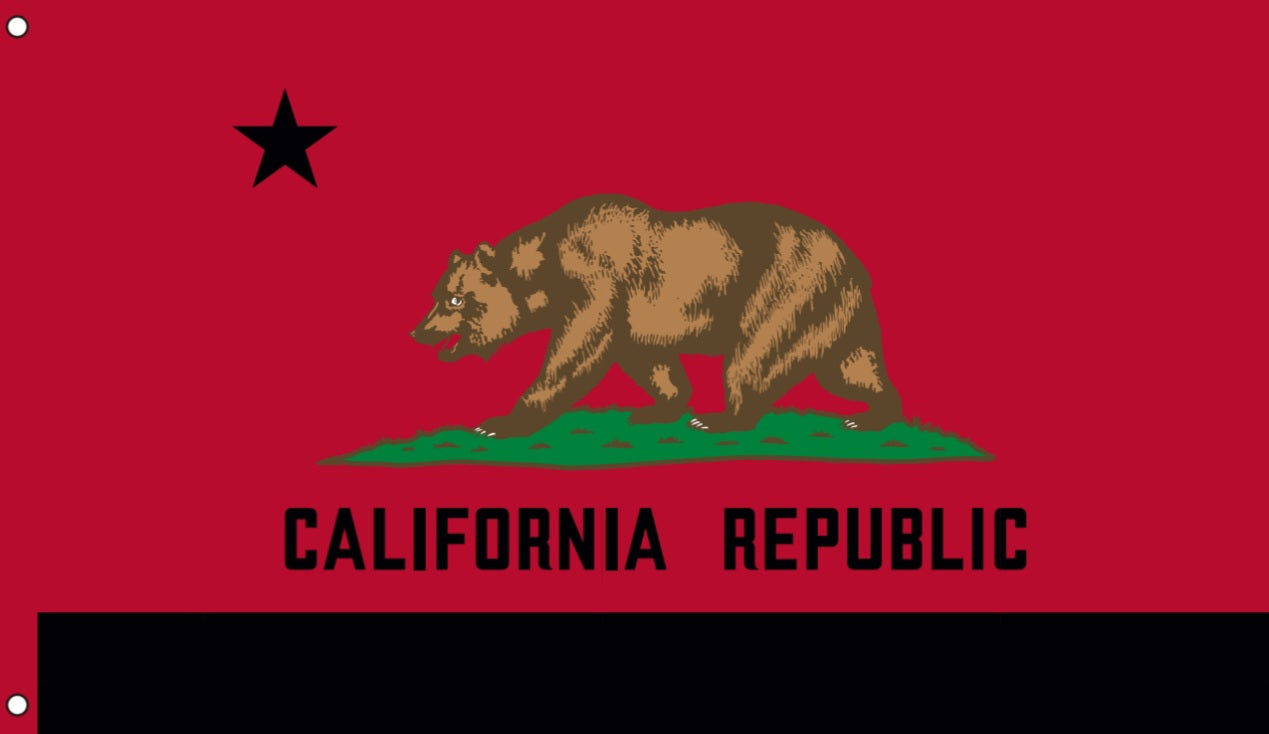 Red California Republic Flag 3x5 – Cali Redout Bear Banner