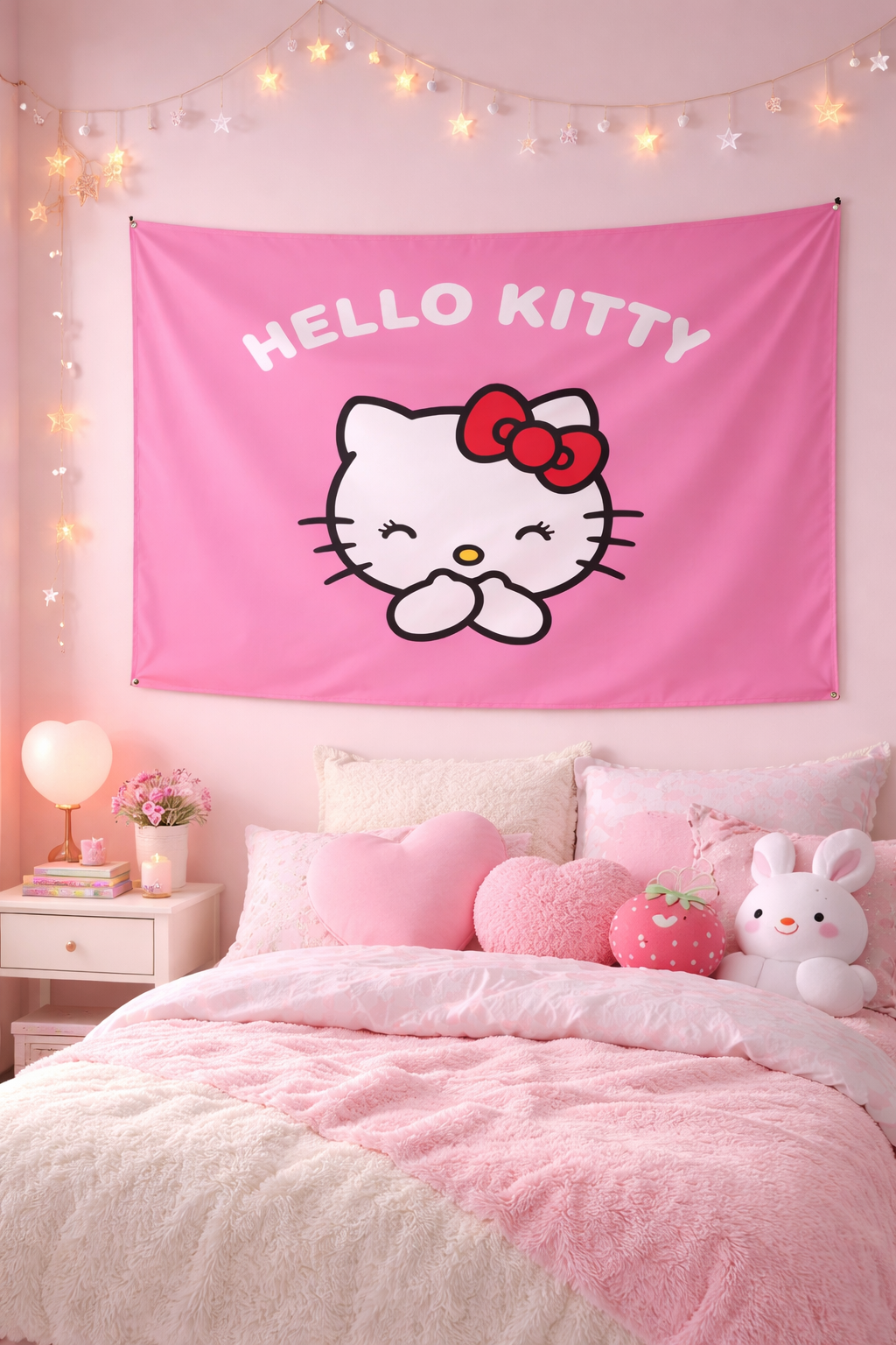 Hello Kitty Pink Flag 3x5 – Cute Kawaii Cartoon Banner for Room Decor & Gifts
