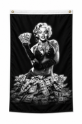 Marilyn Monroe Money Vertical Flag 3x5 – Tattoo Pin-Up Wall Banner