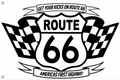 Route 66 Racing Flag 3x5 – Get Your Kicks on Route 66 Checkered Flag Banner