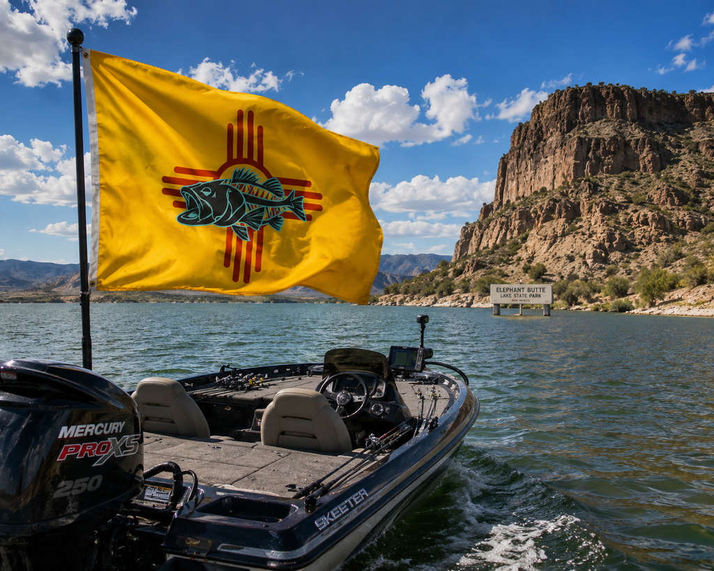 New Mexico Fishing Flag 3x5 – Zia Bass Angler Outdoor Banner