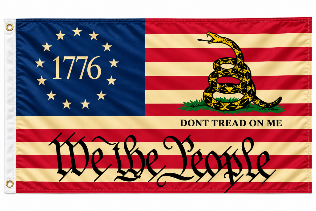 Betsy Ross Vintage 1776 We The People Gadsden Flag 3x5 – Patriotic Liberty Banner