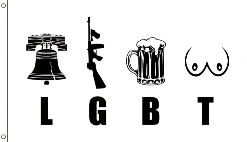 LGBT Liberty Guns Beer Tits 3x5 Funny Flag