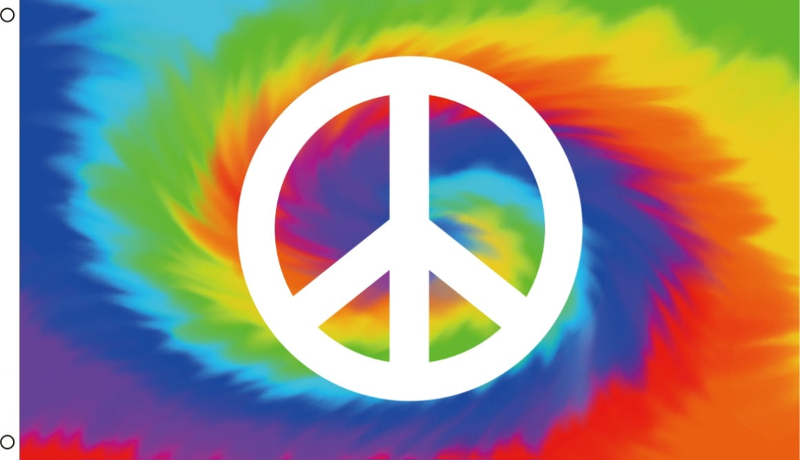 Peace Sign Tie Dye Flag 3x5 – Psychedelic Hippie Banner
