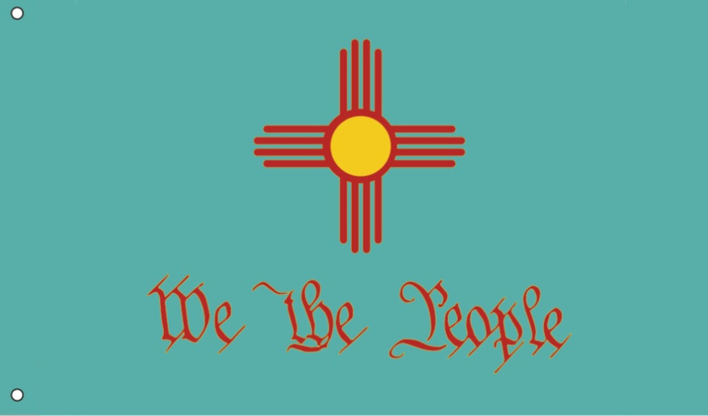 New Mexico We The People Flag 3x5 – Turquoise Zia Patriotic Banner