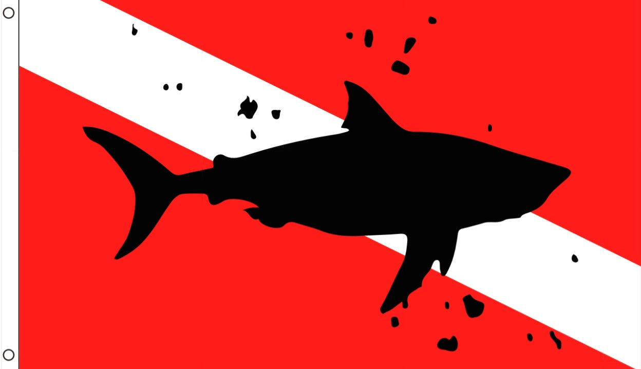 Diver Down Shark Flag 3x5 – Scuba Dive Banner