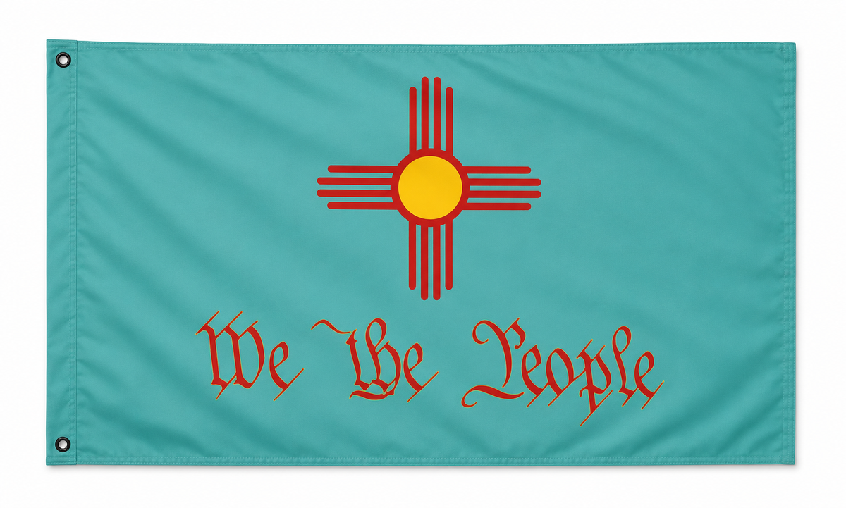 New Mexico We The People Flag 3x5 – Turquoise Zia Patriotic Banner