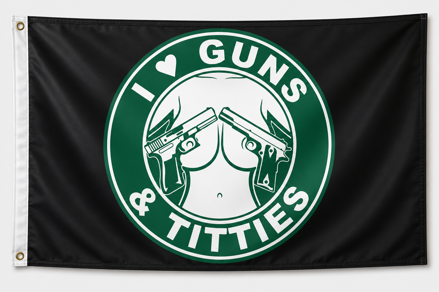 I Love Guns and Titties 3x5 Flag