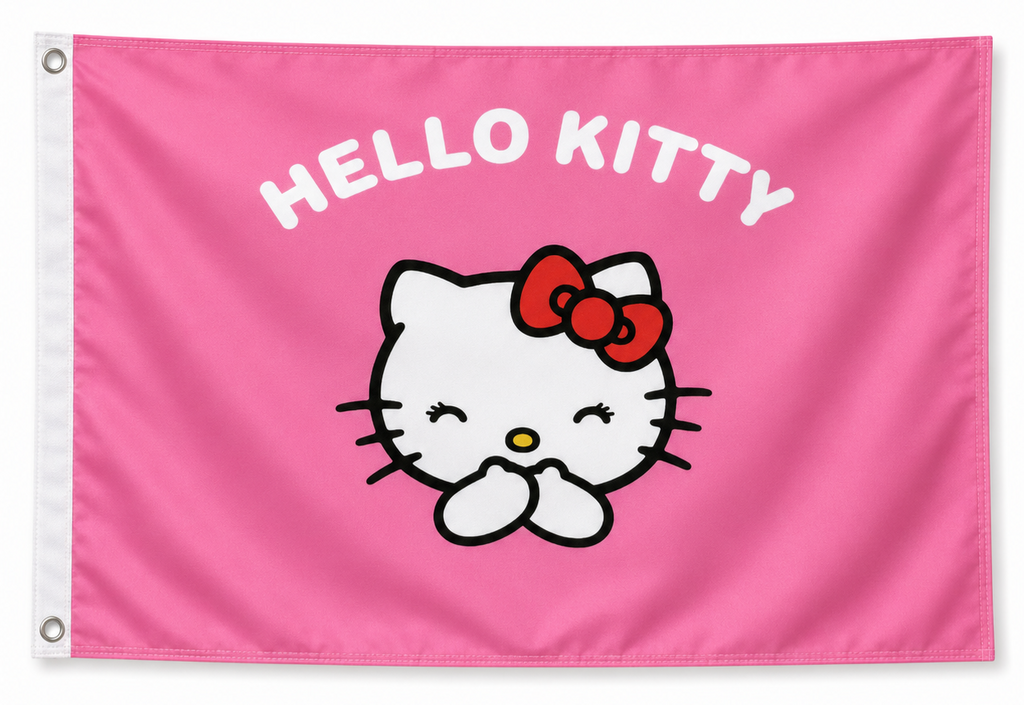 Hello Kitty Pink Flag 3x5 – Cute Kawaii Cartoon Banner for Room Decor & Gifts