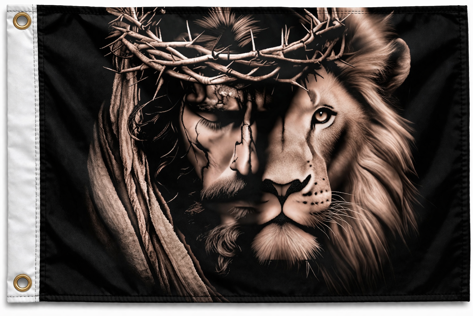 Jesus & Lion of Judah Christian Flag 3x5