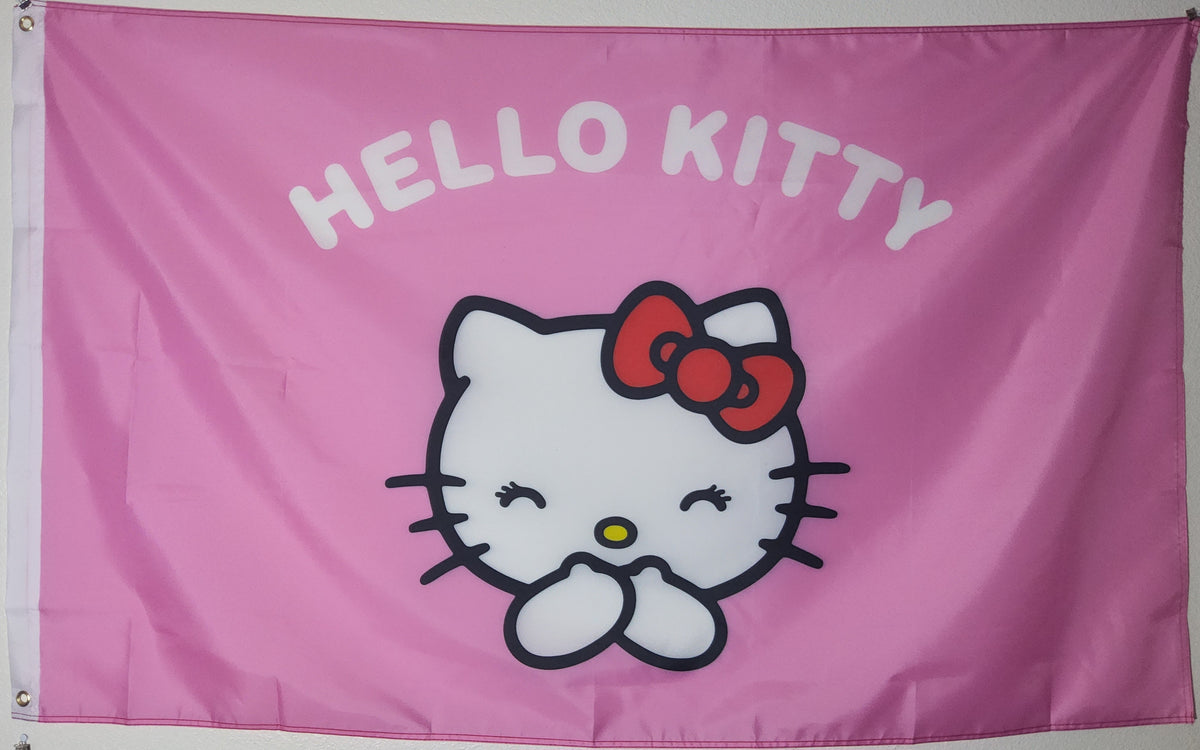 Hello Kitty Poly Flags Hello Kitty Pink Flag 3x5 โ Cute Kawaii Banner for Room Decor โ Kick ...