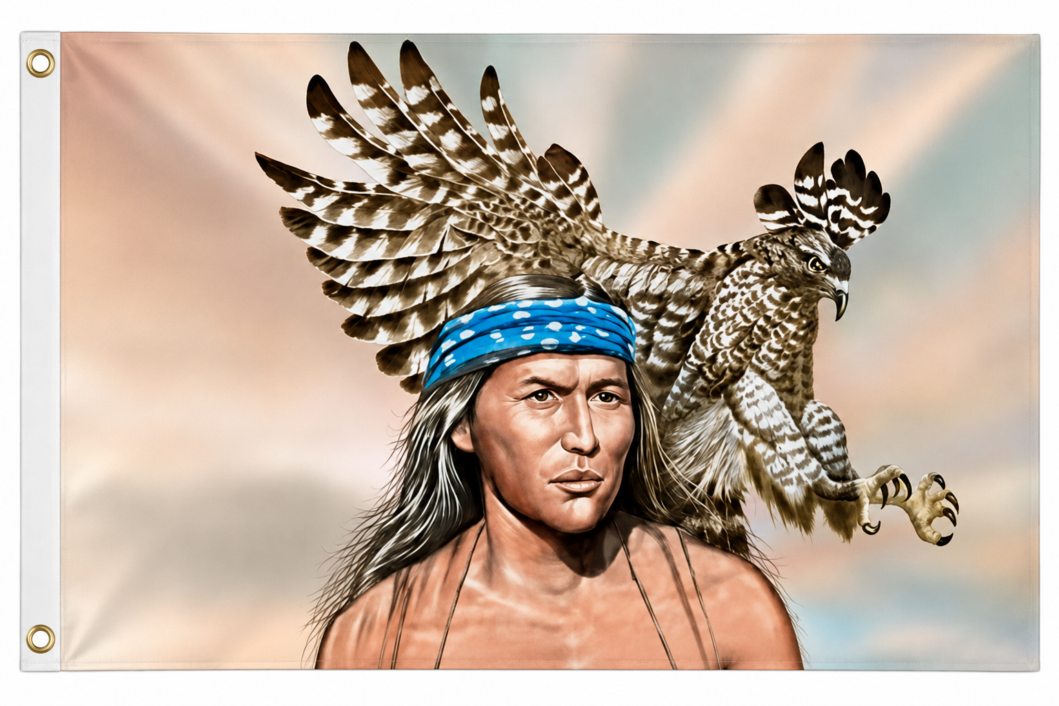 Native Warrior and Eagle 3x5 Flag